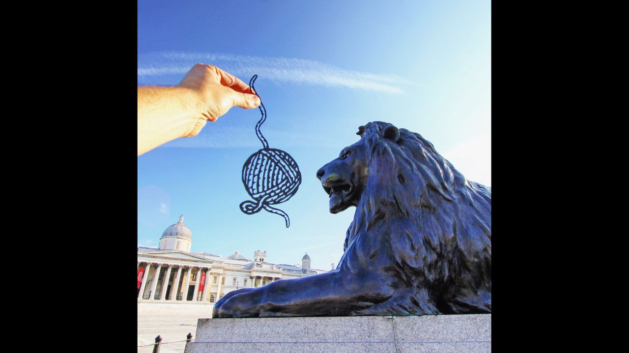 It took Landseer's Lions at Trafalgar Square in London to remain unmoved by McCor's creativity. For the rest of us, they're catnip. You can follow Rich McCor and see more of his photos on <a href="https://instagram.com/paperboyo/" target="_blank" target="_blank">Instagram</a>. 