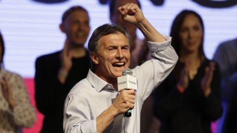 Mauricio Macri speaks to supporters in Buenos Aires on October 25.