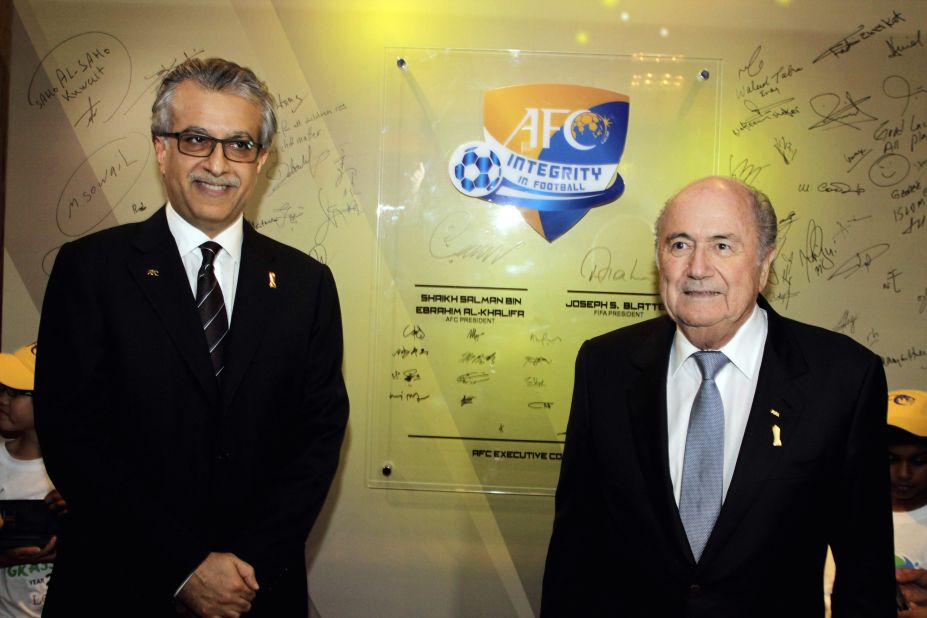 Asian Football Confederation president Sheikh Salman bin Ibrahim Al-Khalifa launched his bid to become the next FIFA president 24 hours before the deadline.  Sheikh Salman has been criticized by human rights organizations after being accused of complicity in crimes against humanity. Sheikh Salman's representatives were not immediately available for comment when contacted by CNN.