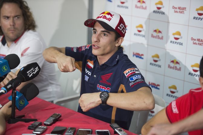 Marquez lost control and crashed, later retiring from the race.