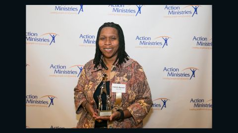 Pamela Burrell wins a volunteer award for her work with the homeless.