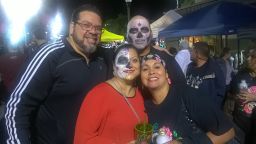 Valerie Vela, her husband and friends participated in their local festival by painting their faces