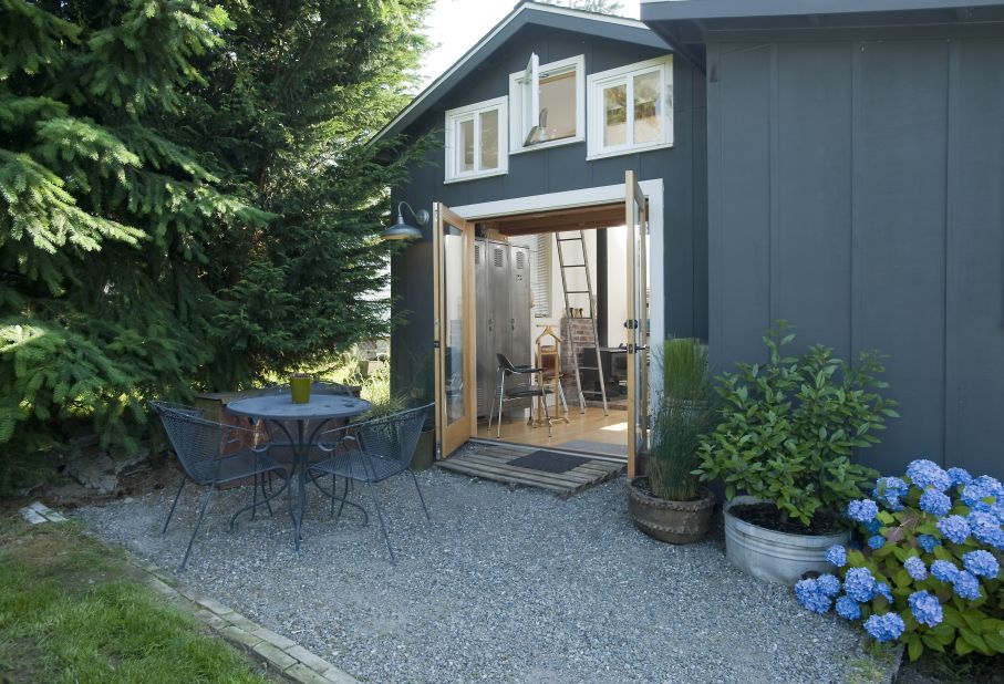 The cottage opens onto a private patio. There's a bus line two blocks from the property.