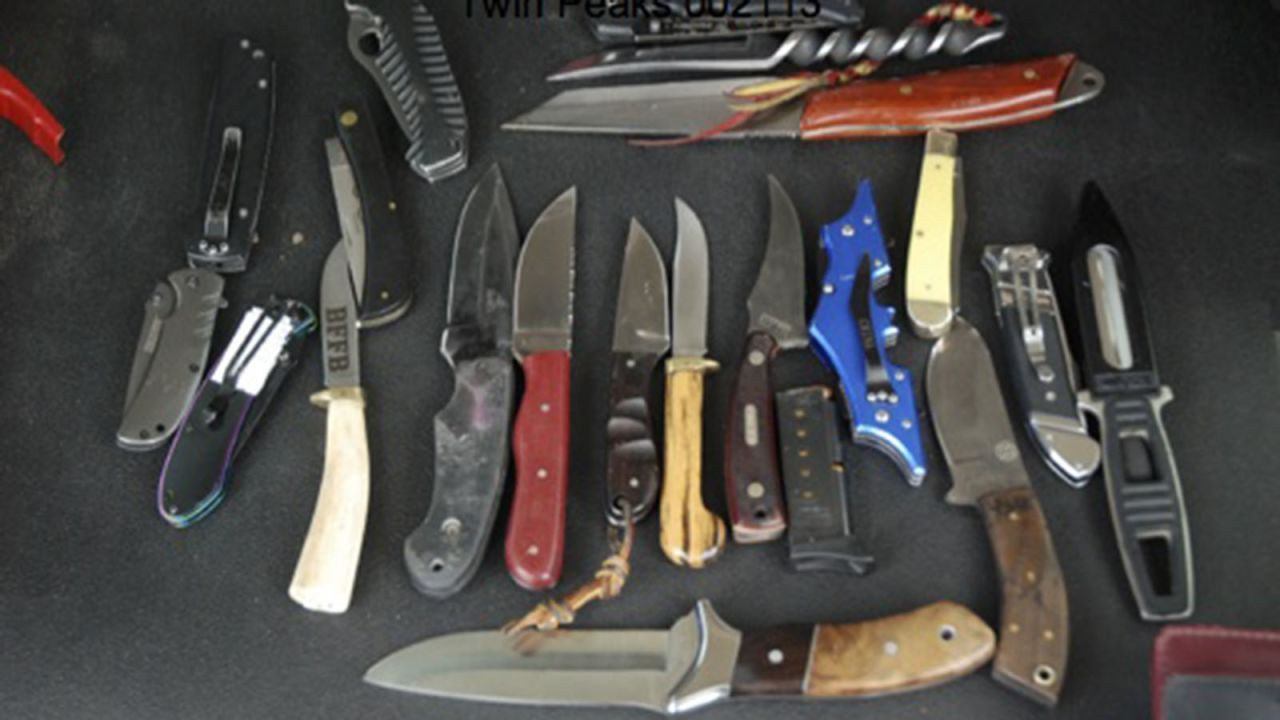 Police recovered many knives from the scene.