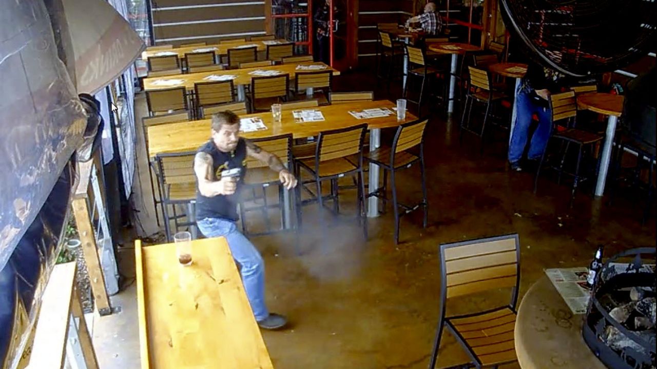 On May 17, 2015, a fight broke out between two rival biker clubs in Waco, Texas. CNN has obtained video and images of the chaos during and after the brawl. This surveillance footage shows a biker running inside the Twin Peaks restaurant where the deadly fight took place. Authorities have classified both the Bandidos and the Cossacks as gangs.