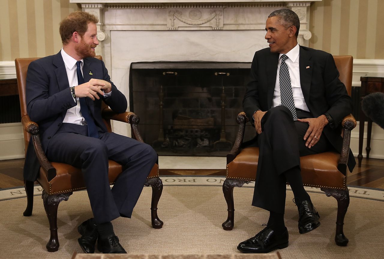 President Barack Obama meets with Harry in the Oval Office of the White House on October 28.