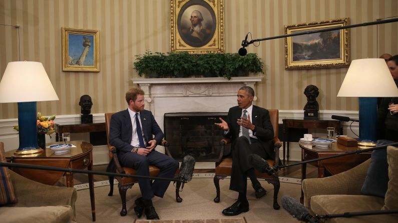 President Barack Obama meets with Prince Harry in the Oval Office. Prince Harry was personally inspired to create Invictus after attending the Warrior Games, a similar event for wounded, ill and injured U.S. service members and veterans, in Colorado Springs in 2013.