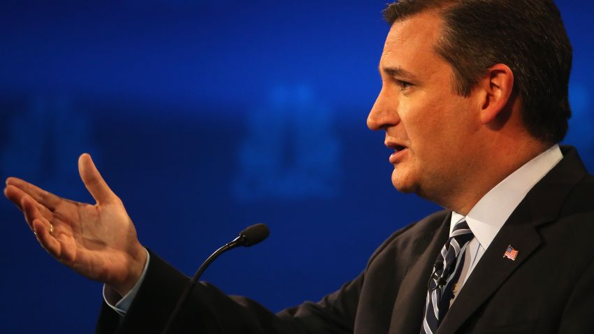BOULDER, CO - OCTOBER 28: Presidential candidate Sen. Ted Cruz (R-TX) speaks during the CNBC Republican Presidential Debate at University of Colorados Coors Events Center October 28, 2015 in Boulder, Colorado. Fourteen Republican presidential candidates are participating in the third set of Republican presidential debates. (Photo by Justin Sullivan/Getty Images)