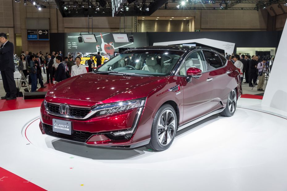 Honda's big Tokyo star is the FCV Clarity, a hydrogen fuel cell car that's on sale in Japan in 2016.