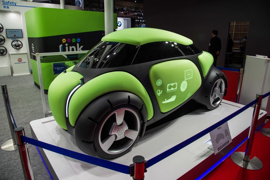 Built by a sub-division of Toyota, the Flesby is an autonomous mini-vehicle that displays messages on its spongy body panels.
