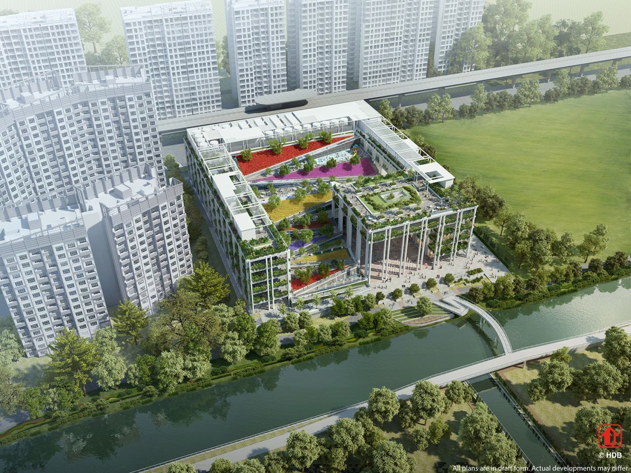 Like Northshore Plaza, Oasis Terraces will also include access to an MRT station. It was designed after a public consultation program to see what people wanted most. A dedicated pedestrian thoroughfare will give residents direct access to the waterway. It's expected to be completed in 2018.