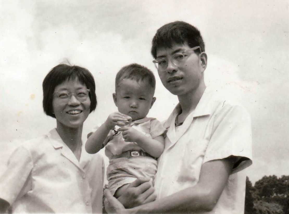 CNN's Steven Jiang aged about 2 with his mom and dad,  Jane Zhang and Zhaorong Jiang.