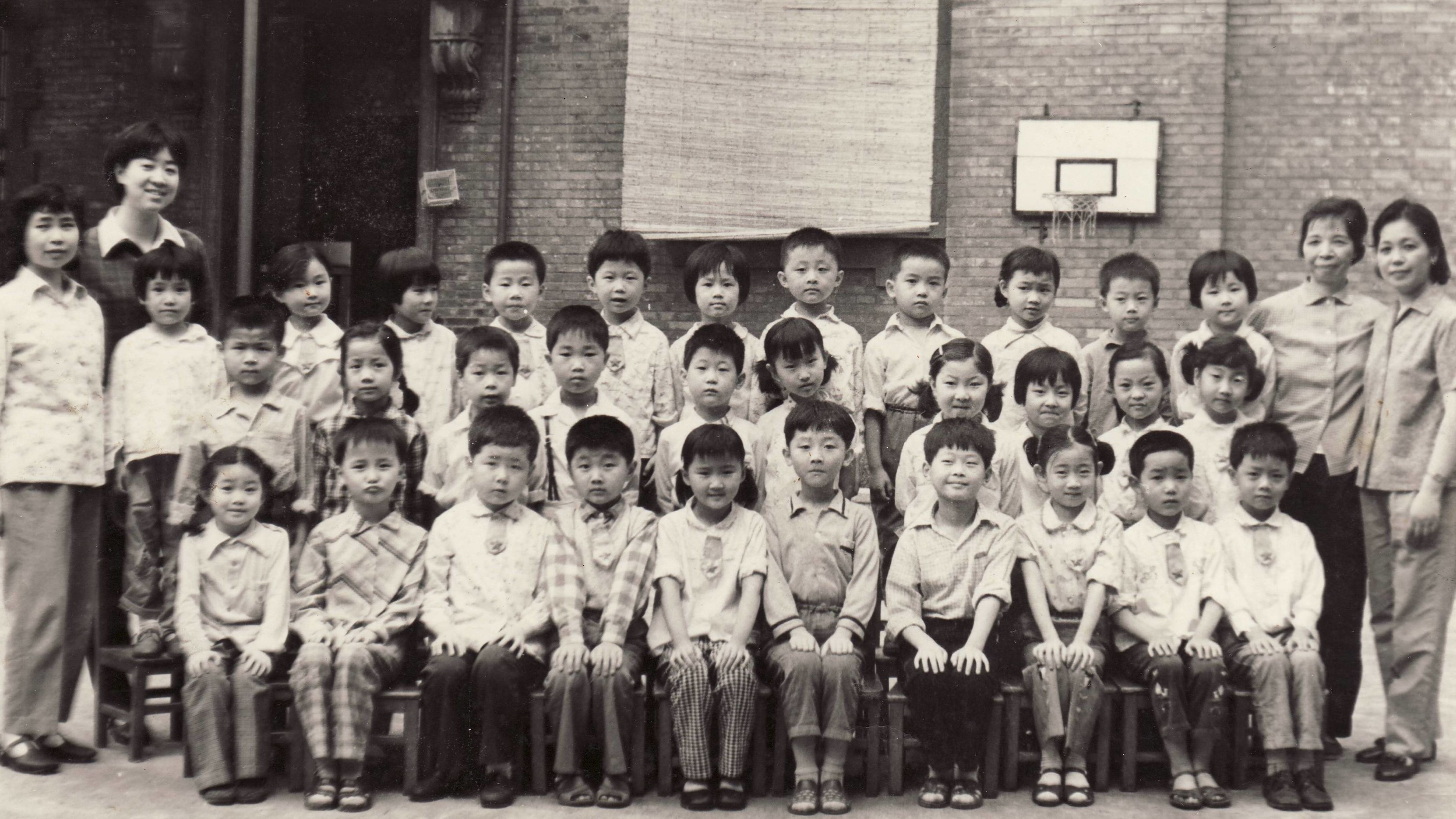 CNN's Steven Jiang, aged 6 in a school photo in 1982. Most of his classmates were also only children. He is front row, third from left.