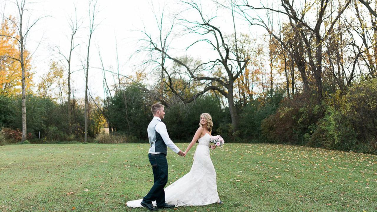 Koehler slipped back into her wedding dress.