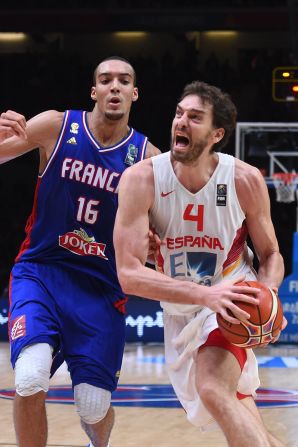 This year, with six players affiliated with NBA teams, it finished third, losing to eventual champion Spain in overtime in the semifinals. Spain's NBA standout Pau Gasol, right, was named tournament MVP.