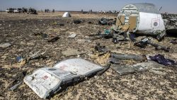 Debris belonging to the A321 Russian airliner areseen at the site of the crash November 1.