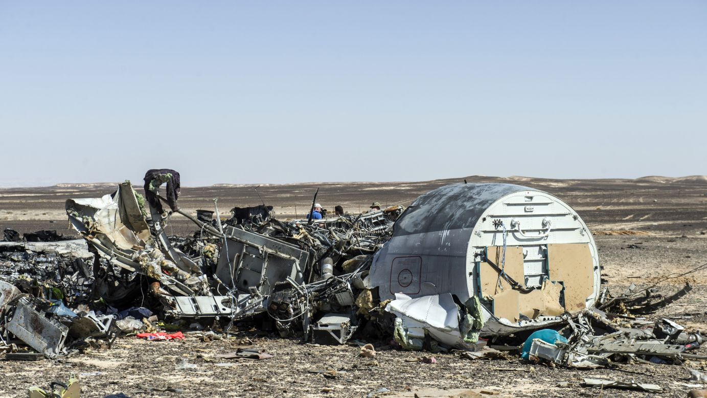 Debris from the airliner is seen on November 1.