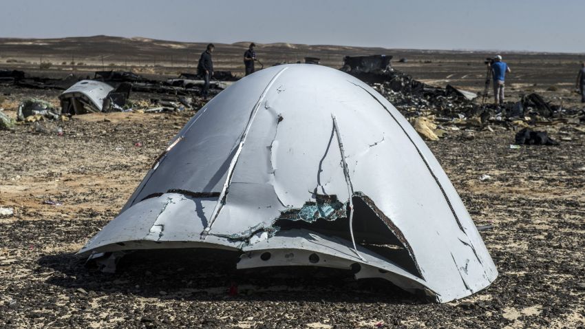Debris of the A321 Russian airliner at the crash site on November 1.