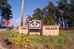 One of the entrance signs to facillities in Fort Bragg  Fayettville, North Carolina.