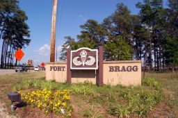 One of the entrance signs to facillities in Fort Bragg Fayettville, North Carolina.