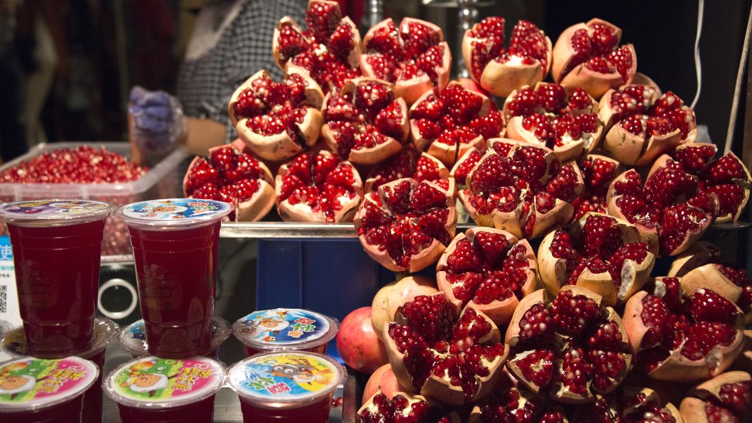 Pomegranates are a local specialty product. Pomegranate juice stands pop up around town every fall.