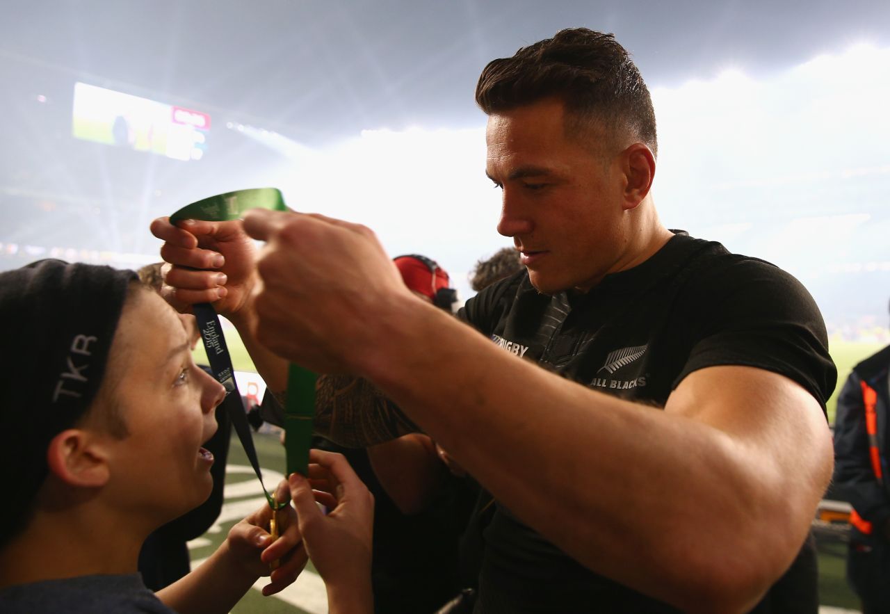 The All Blacks center handed over his 2015 World Cup winner's medal to 14-year-old fan Charlie Lines after his side had defeated Australia at Twickenham.