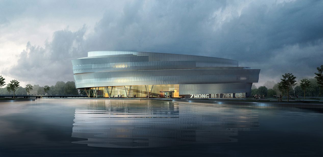 The museum will be located on the edge of the canal in the town of Zhongbei. It's partially suspended over the canal itself, allowing for light to be naturally reflected indoors. Inside, there will be a 666 meter-high exhibition area, which leads visitors up towards a rooftop garden. The cooling effects of this garden, combined with the natural light, is said to reduce heat gain within the museum. 