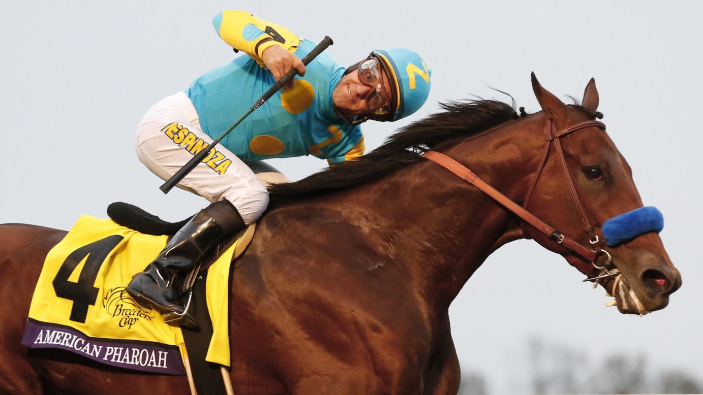 American Pharoah, with jockey Victor Espinoza, wins the Breeders' Cup Classic on Saturday, October 31. It was <a href="http://www.cnn.com/2015/11/01/sport/horse-racing-breeders-cup-american-pharoah/" target="_blank">the final race</a> for the retiring horse, which won the Triple Crown earlier this year.