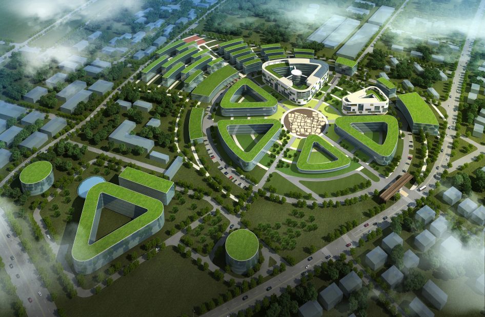 The Konya Food & Agriculture University is divided into three different zones: an education and research zone, a social zone, and a 'techno-city' zone. The structure utilizes architectural developments such as green roofs, a solar panel field and rainwater collection facilities.