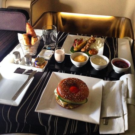 "Probably Etihad. They have an on-board chef, so it's not just a set-menu, you can actually order just about anything you want and they will make it for you," he said.