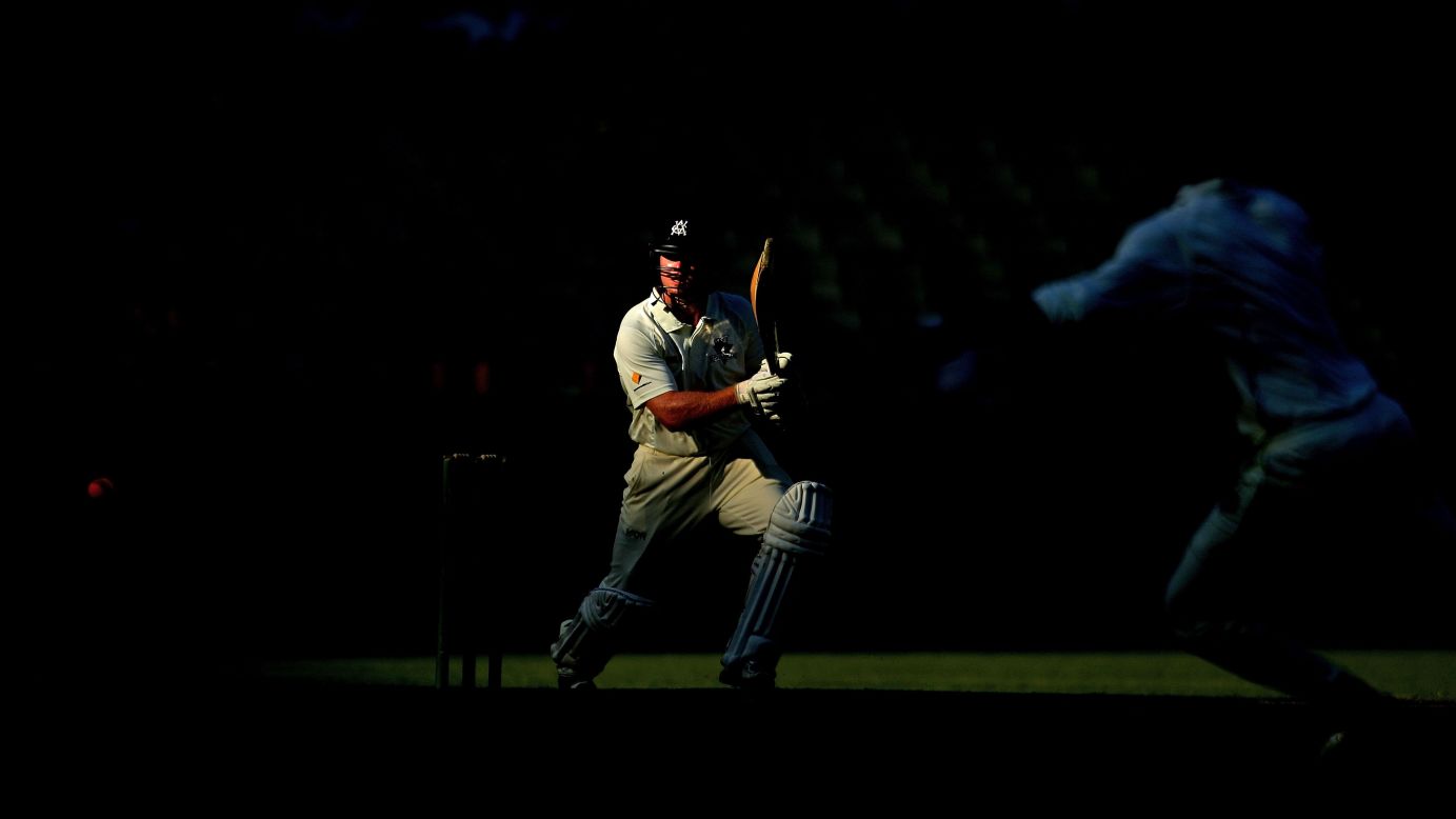 Victoria's Travis Dean bats Thursday, October 29, during the Sheffield Shield match against Queensland in Melbourne. Victoria won by nine wickets after <a href="http://www.abc.net.au/news/2015-10-31/dean-hits-historic-twin-tons-as-vics-beat-bulls-in-shield/6902328" target="_blank" target="_blank">Dean made centuries in both innings.</a>