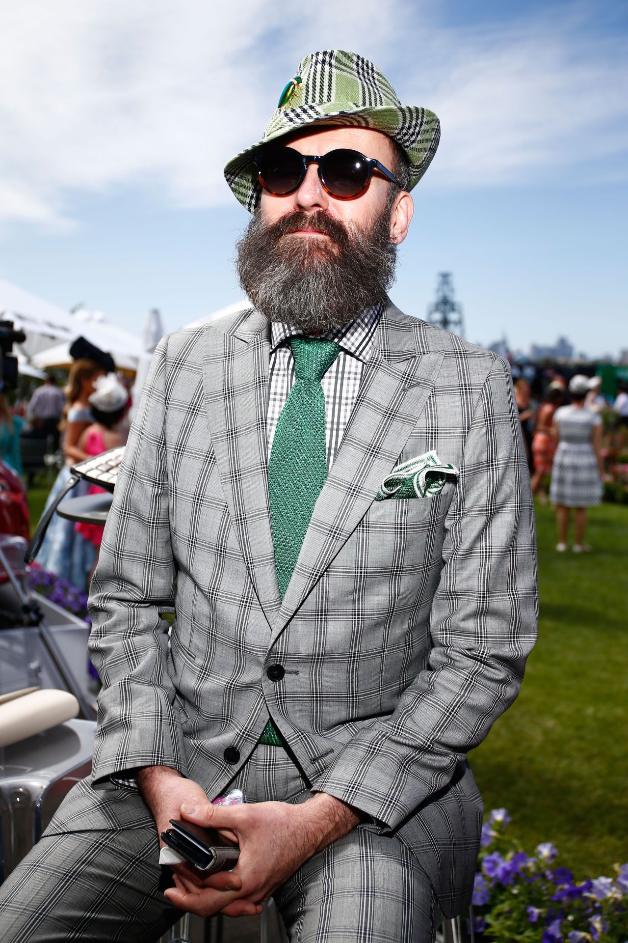 Of course, hats aren't just for women. Here designer Phillip Rhodes poses on Melbourne Cup Day at Flemington Racecourse on November 3, 2015 in Melbourne, Australia.