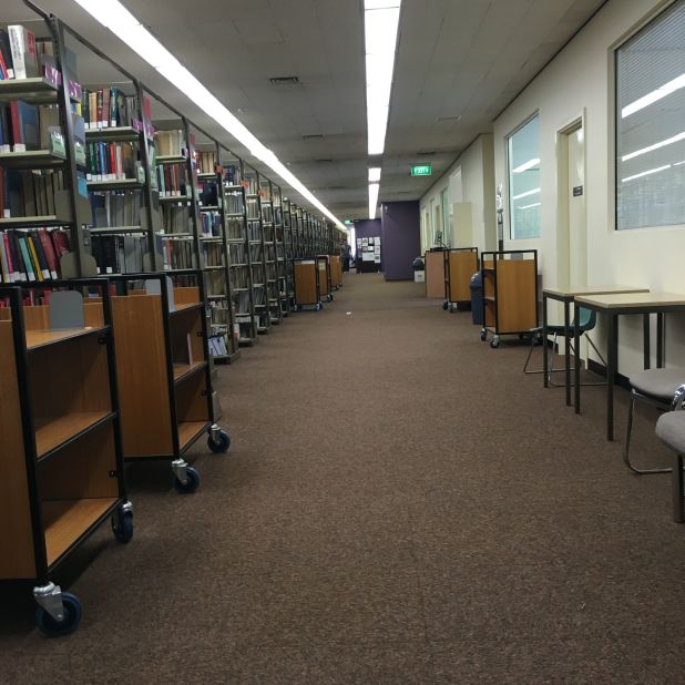 With all eyes glued on events at Flemington, there wasn't a soul to be seen studying at the Australian National University's Law Library in Canberra.