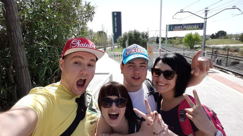 Gordin and Illarionova, the couple in the center, on holiday in Spain with Voytolovsky and his wife earlier this year.