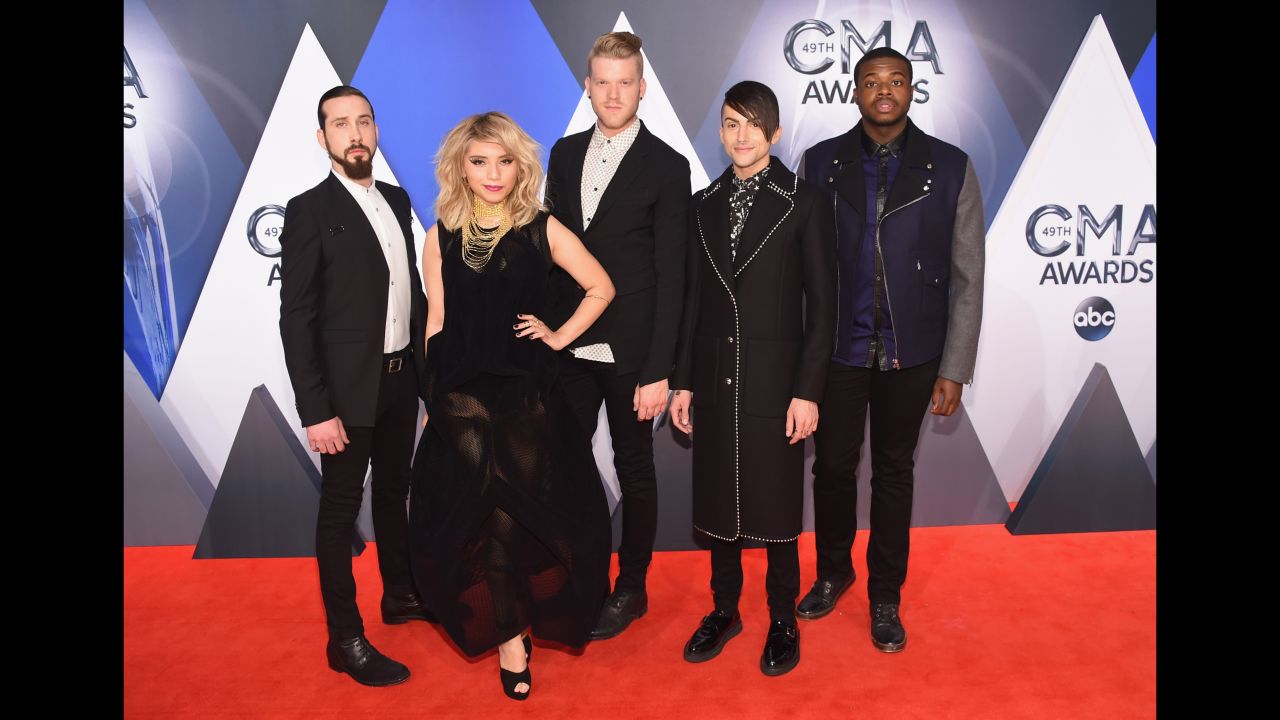 Singers of Pentatonix attend the 49th annual CMA Awards at the Bridgestone Arena on Wednesday, November 4, in Nashville.