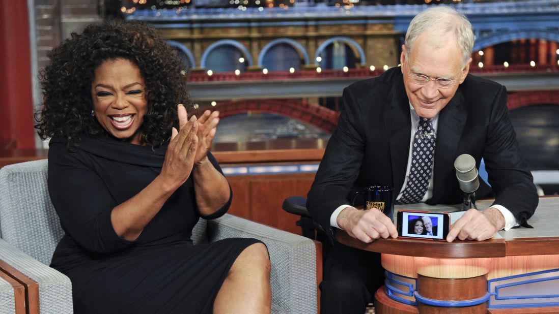 She also has been a regular guest on talk shows. David Letterman grabbed a selfie with her during her final appearance on his CBS show on May 15, 2015.