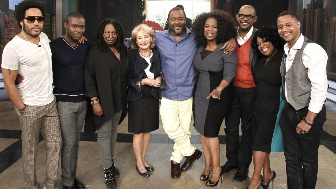 Oprah drew good reviews for her role in Lee Daniels' film drama, "The Butler." Here she appears with some members of the cast for an August 2013 appearance on ABC's "The View." From left: Lenny Kravitz, David Oyelowo, Whoopi Goldberg, Barbara Walters, Daniels, Winfrey, Forest Whitaker, Sherri Shepherd and Cuba Gooding Jr.