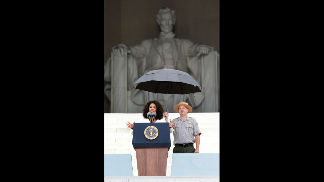 Oprah Winfrey speaks during the Let Freedom Ring ceremony on August 28, 2013, in Washington, D.C. The event commemorated the 50th anniversary of Dr. Martin Luther King Jr.'s "I Have a Dream" speech and the March on Washington for Jobs and Freedom.
