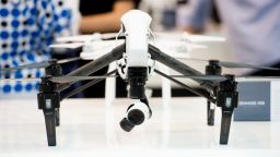 DJI's Inspire drone is seen at the 35th GITEX Technology Week at Dubai World Trade Centre on October 18, 2015 in Dubai, United Arab Emirates.