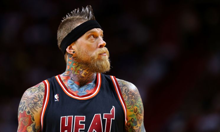 Chris "Birdman" Andersen of the Miami Heat took Rodman's look a step further, introducing a mohawk and headband to accompany his body art and piercings. 
