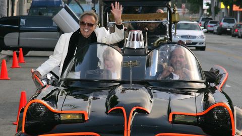 George Barris rides in the Batmobile at a 2006 event in Beverly Hills.