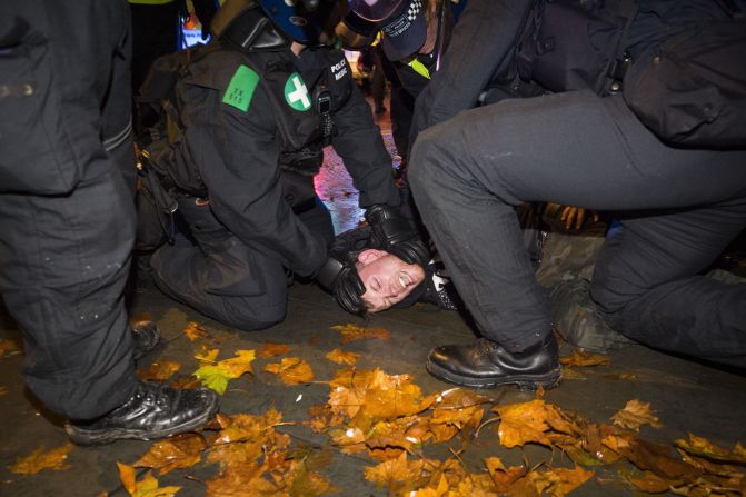 Fifty arrests were made during the protest, police said.