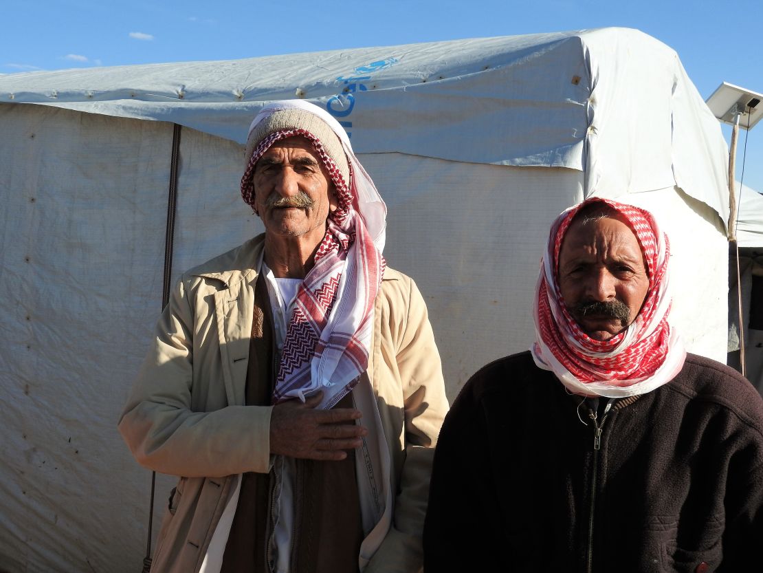 Sharu Baharu, 80, left, fled his home in Sinjar last year when ISIS attacked.