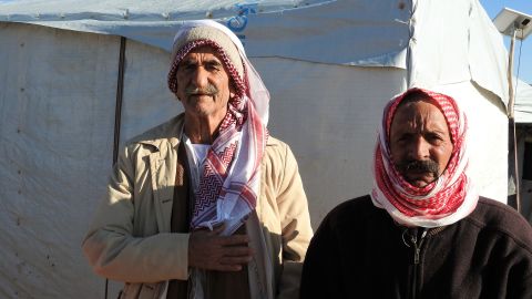 Sharu Baharu, 80, left, fled his home in Sinjar last year when ISIS attacked.