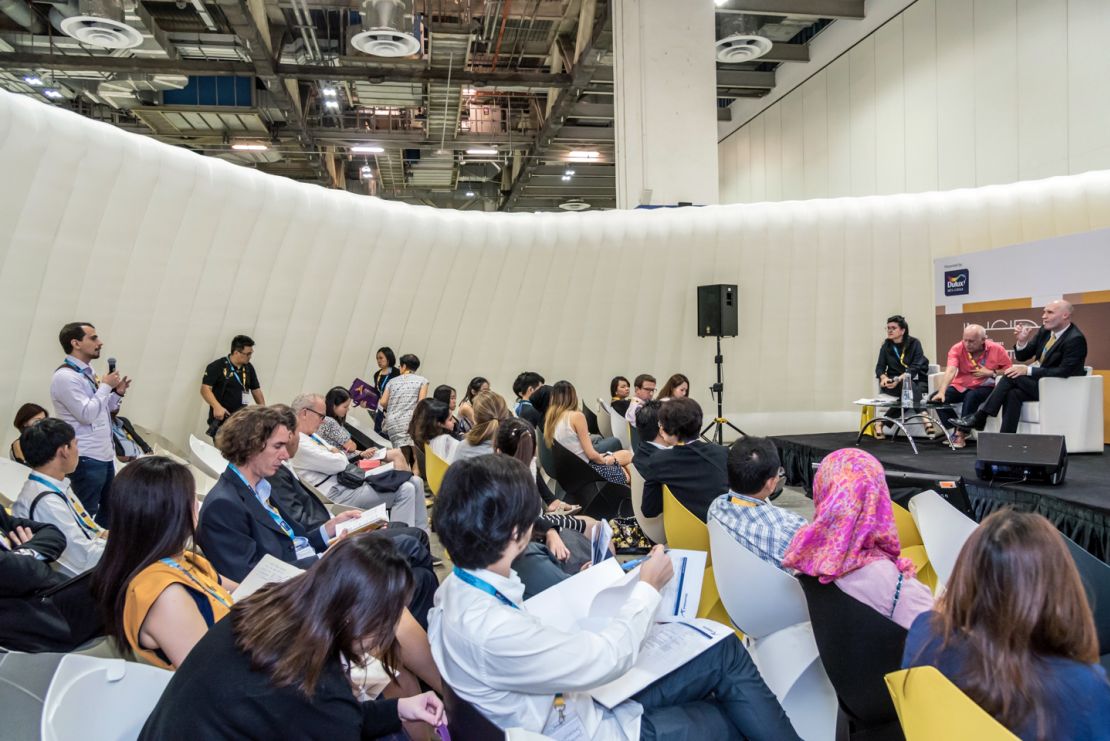 Firms present and defend their designs to jurors, in front of a live audience