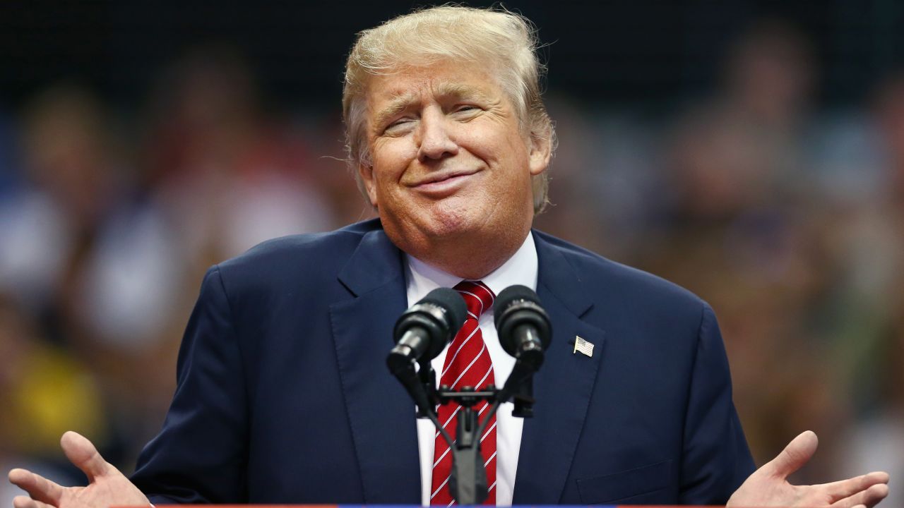 Republican presidential candidate Donald Trump speaks during a campaign rally at the American Airlines Center on September 14, 2015 in Dallas, Texas. More than 20,000 tickets have been distributed for the event.