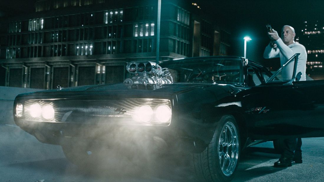 The signature car of Dominic Toretto, played by Vin Diesel, is the 1970 Dodge Charger. Above is a scene from the seventh installment of the series. The car tself is a key component of the first ever "The Fast & The Furious" movie as Toretto's character was initially apprehensive about driving it. 