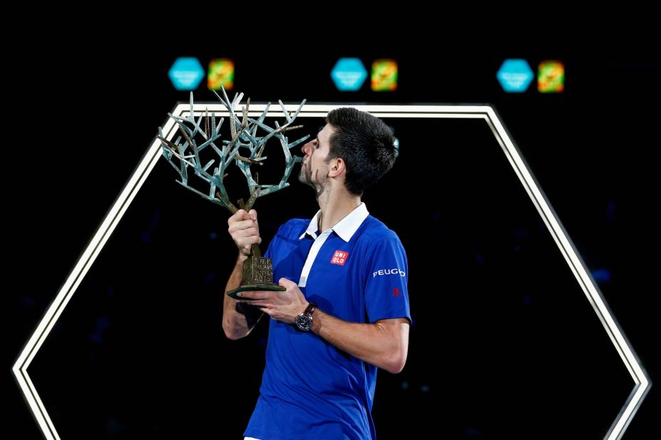 Novak Djokovic secured his 10th title of the year with victory over Andy Murray at the Paris Masters final.