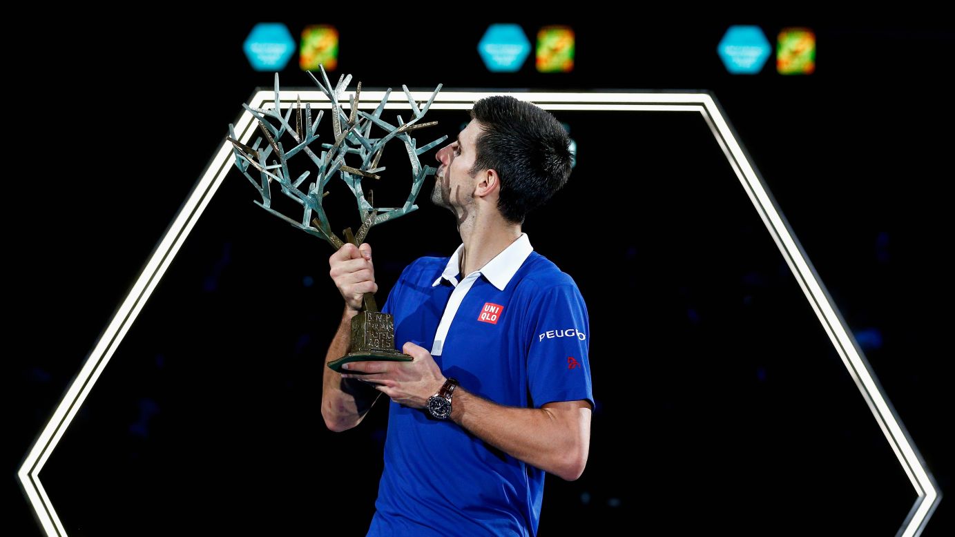Novak Djokovic poses with his trophy after <a href="http://www.cnn.com/2015/11/08/sport/tennis-djokovic-murray-paris-masters/" target="_blank">winning the Paris Masters</a> on Sunday, November 8. Djokovic, who has lost only five times this season, defeated Andy Murray in the final. 