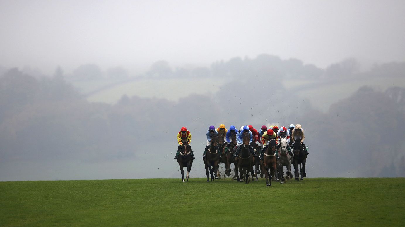 Horses race to the bottom bend at the Chepstow Racecourse in Chepstow, Wales, on Wednesday, November 4. <a href="http://www.cnn.com/2015/11/03/sport/gallery/what-a-shot-sports-1103/index.html" target="_blank">See 40 amazing sports photos from last week</a>